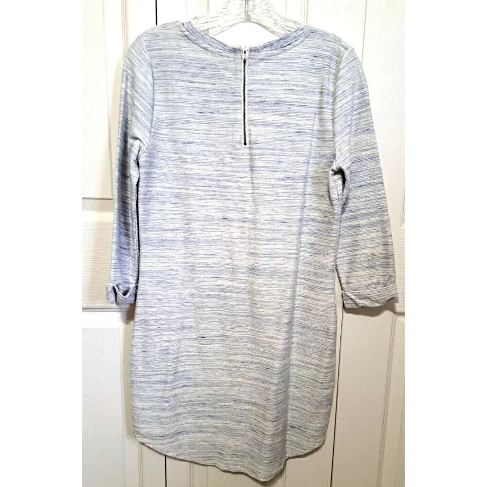 GAP Outlet Women's S Blue Marled Long Sleeve Back Zip Round Neck Dress